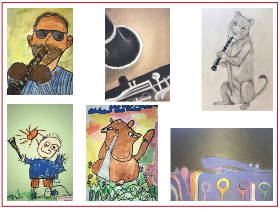 Student artwork from the International Clarinet Extravaganza art competition